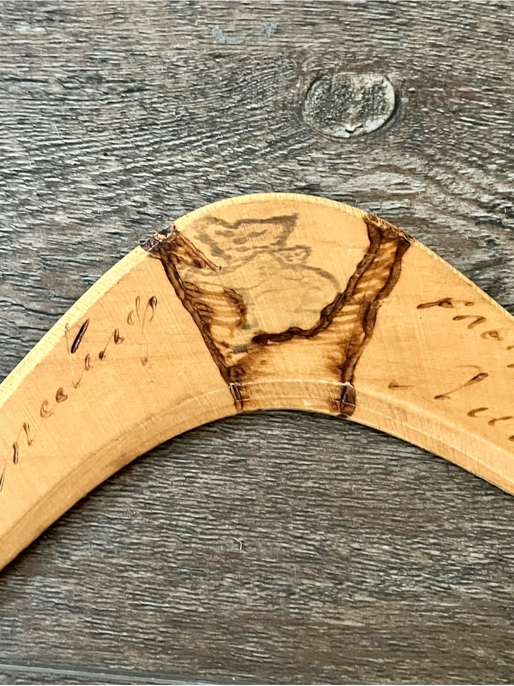 Hand-Painted Aboriginal Style Wooden Boomerang - Brown & Tan from Australia - Picture 2 of 9